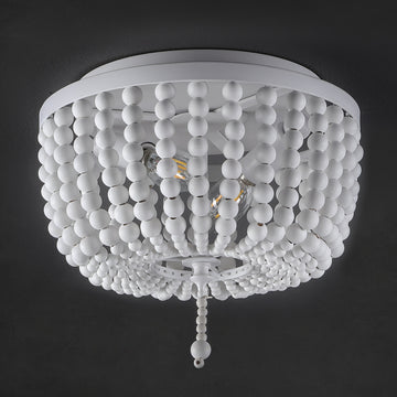 Allison 15" Wood Beaded/Metal LED Flush Mount